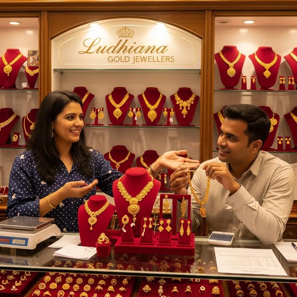 Person selling gold jewelry at a local shop in Ludhiana, highlighting trust and transparency